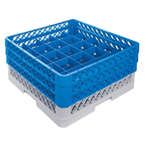 Glazenkorf 50 x 50 x 22 cm, 25 glazen 9x9x20 cm